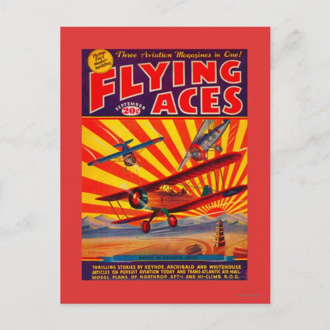 Cartão Postal Cobrir da Flying Aces Magazine (Frente)