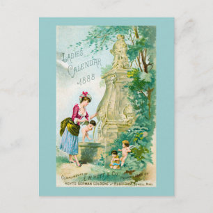 Cartão Postal Cobrir Vintage Ladies Calendar 1888