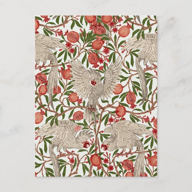 Cartão Postal Cockatoo & Pomegranate by Walter Crane Art Nouveau (Frente)