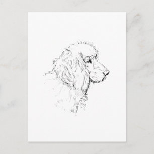 Cartão Postal Cocker Spaniel – Desenho de Linha Minimalista de C