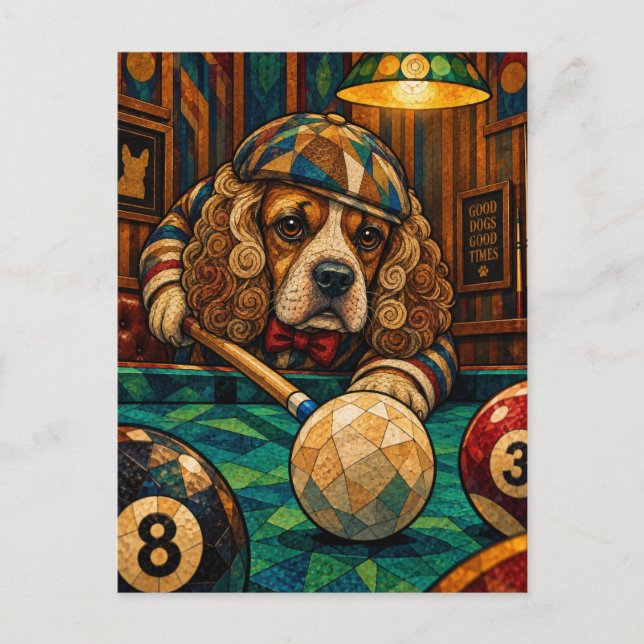 Cartão Postal Cocker Spaniel, Mosaico Geométrico (Frente)