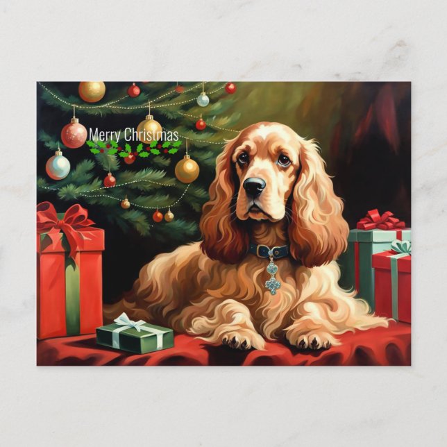 Cartão Postal Cocker Spaniel Natal (Frente)