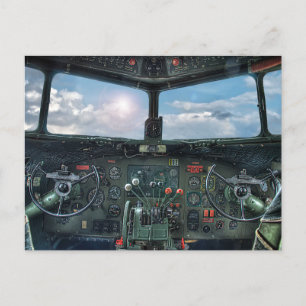 Cartão Postal cockpit de aeronaves Vintage