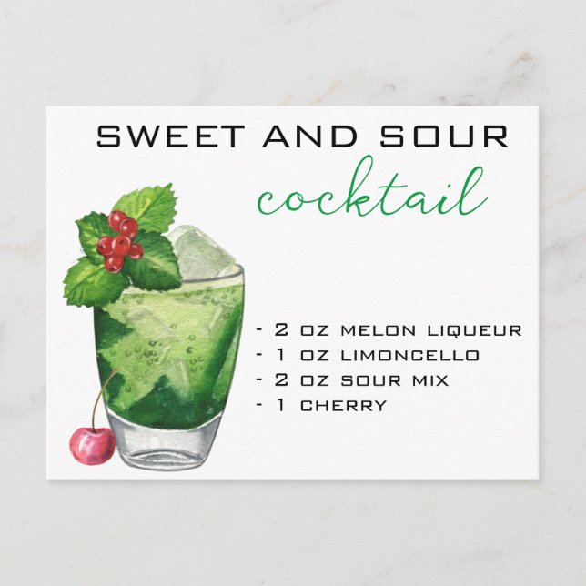 Cartão Postal Cocktail de Natal Recebe Bebida Verde (Frente)