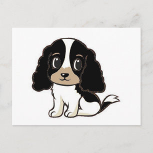 Cartão Postal cocktail inglês spaniel preto branco e desenho ani