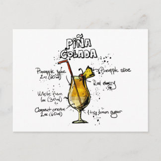 Cartão Postal Cocktail Recipe Pina Colada