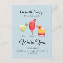 Cartão Postal Cocktails Bebidas misturadas reabertura de Bares