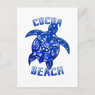 Cartão Postal Cocoa Beach Férias na Flórida Tartaruga Tribal
