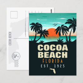 Cartão Postal Cocoa Beach Florida Retro Sunset Souvenirs 60s
