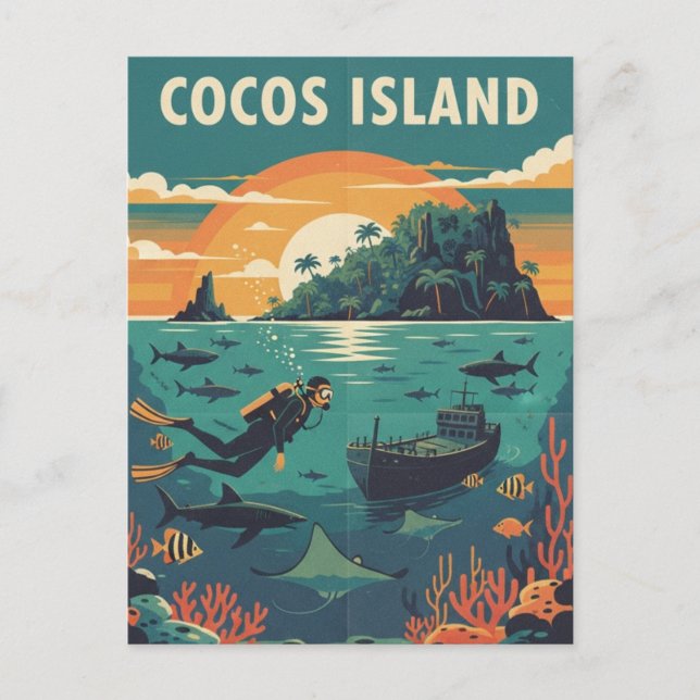 Cartão Postal Cocos Island Scuba Diver (Frente)