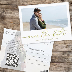 Cartão Postal Cód. QR de Fotografia Moderna com Caligrafia Doura
