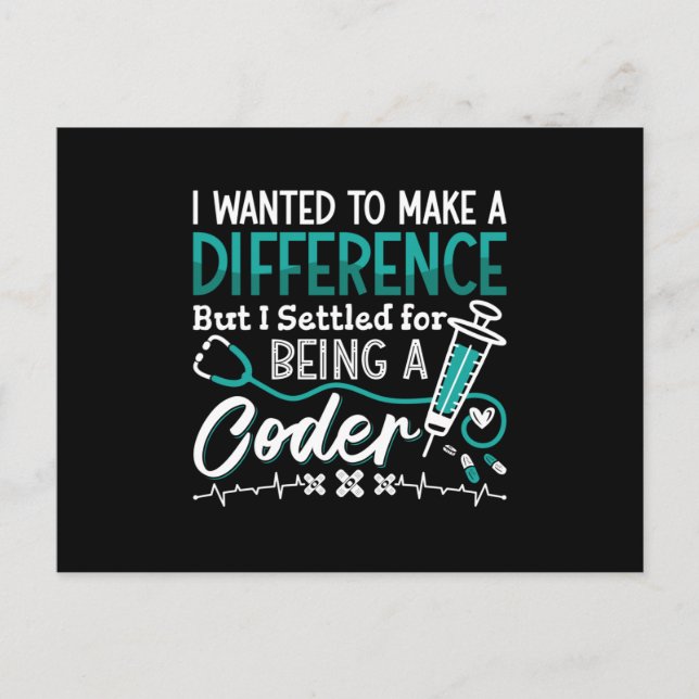 Cartão Postal Codificador Médico Sendo Um Programador Codificado (Frente)