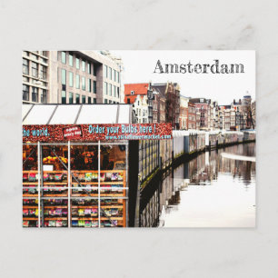 Cartão Postal Código postal do Mercado de Flores de Amsterdã