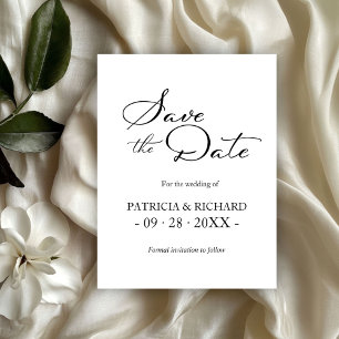 Cartão Postal Código QR Branco Preto Casamento Salvar a Data