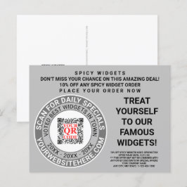 Cartão Postal Código QR Cinza anúncio Legal Marketing comercial
