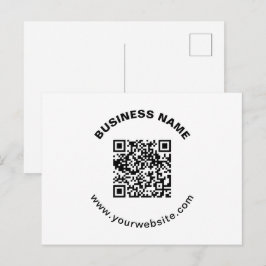 Cartão Postal Código QR com Nome da Empresa Texto Circular em Ne