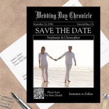 Código QR de Casamento de Jornal Clássico Salve a