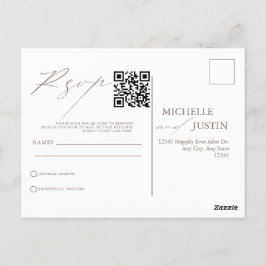 Cartão Postal Código QR de Casamento Simples Moderno RSVP Pos
