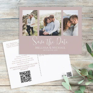 Cartão Postal Código QR de Colagem de Fotos Minimalista Simples 