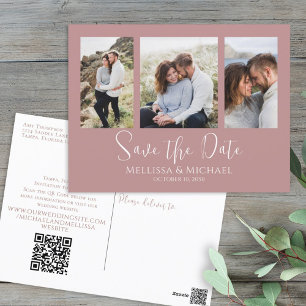 Cartão Postal Código QR de Colagem de Fotos Minimalista Simples 