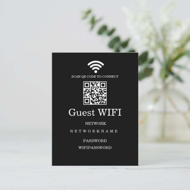 Cartão Postal Código Qr de Rede Wifi Empresarial Moderna (Em pé/Frente)