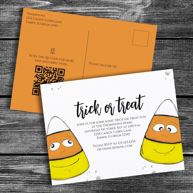 Cartão Postal Código QR do Mapa de Milhas do Halloween ou Tratar (Criador carregado)
