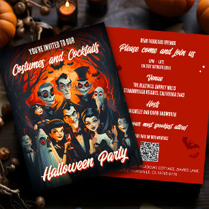Cartão Postal Código QR Figurinos Cocktails Orçamento Halloween