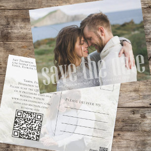 Cartão Postal Código QR Minimalista Simples de Foto Moderno