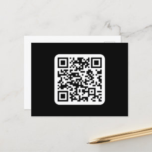 Cartão Postal Código QR moderno editável   Branco preto ou qualq