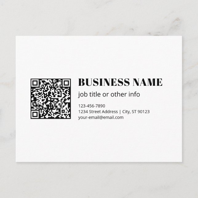 Cartão Postal Código QR personalizado e texto retrô-moderno edit (Frente)
