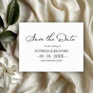 Cartão Postal Código QR Preto e Branco Casamento Salvar a Data