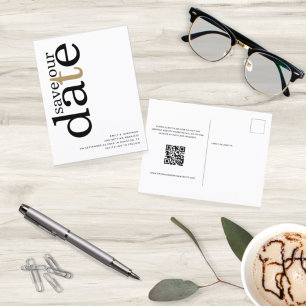 Cartão Postal Código QR Preto Preto Dourado Minimalista Guarda 