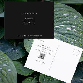 Cartão Postal Código QR Simples Casamento B/W Salvar a Data