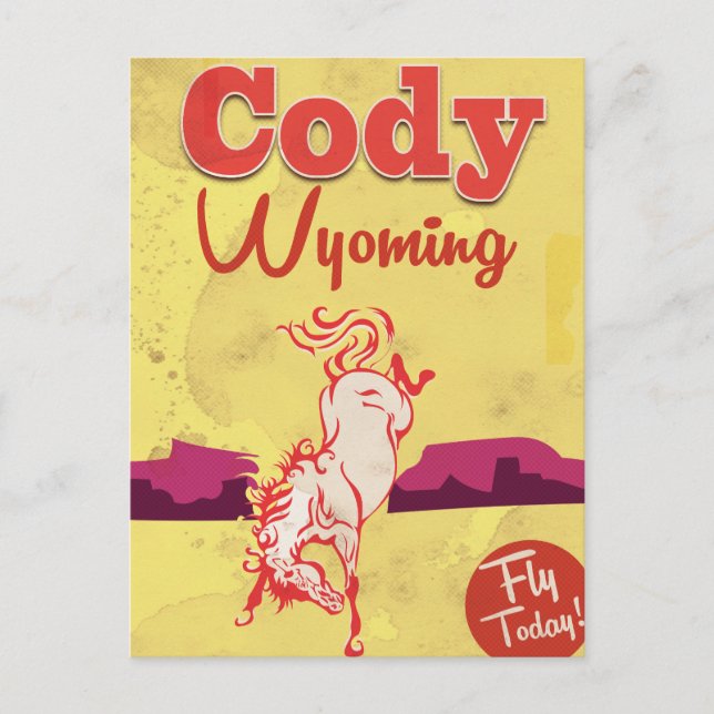 Cartão Postal Cody Wyoming viagens vintage (Frente)