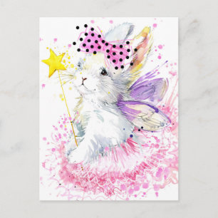 Cartão Postal Coelhinha De Fada De Aquarela