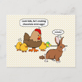 Cartão Postal Coelhinha faz cocô de chocolate um desenho engraça