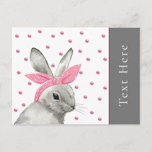 Cartão Postal Coelhinho bonito com Arco rosa personalizado