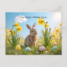 Cartão Postal Coelhinho da Páscoa e Daffodil