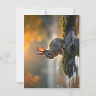 Cartão Postal Coelhinho de Bebê Bonito no outono