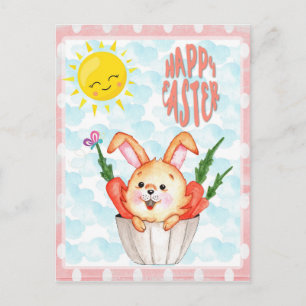 Cartão Postal Coelhinho de Felz pascoa bonito