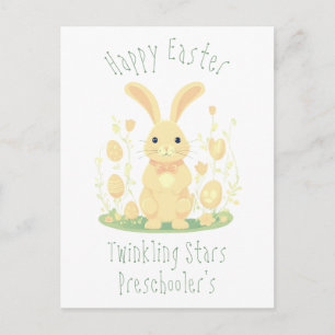 Cartão Postal Coelhinho De Páscoa Bonito E Ovos Dourados, Pré-Es