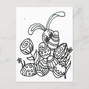 Cartão Postal Coelhinho de Páscoa com ovos