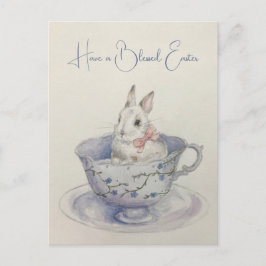 Cartão Postal Coelhinho de Páscoa em Aquarela em Teacup