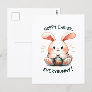 Cartão Postal Coelhinho de Páscoa Feliz Páscoa, Todos os Coelhin