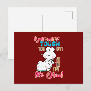Cartão Postal Coelhinho Engraçado e Fofo Eu Só Quero Tocar Na Su