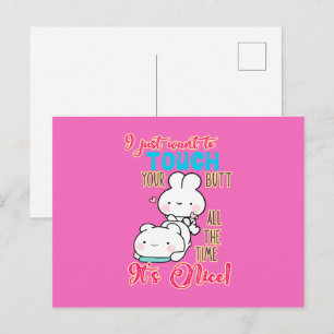 Cartão Postal Coelhinho Engraçado Fofo Eu Só Quero Tocar Na Sua 