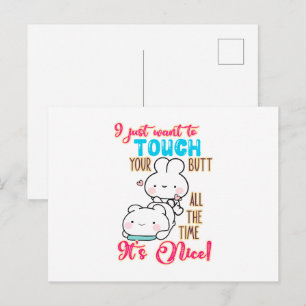 Cartão Postal Coelhinho Engraçado Fofo Eu Só Quero Tocar Na Sua 