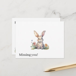 Cartão postal Coelhinho Floral Fofinho Saudade!