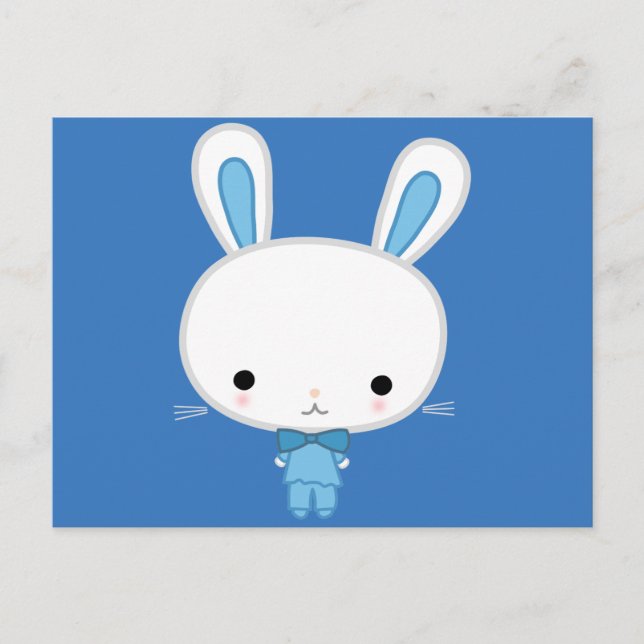 Cartão Postal Coelhinho Kawaii Azul (Frente)