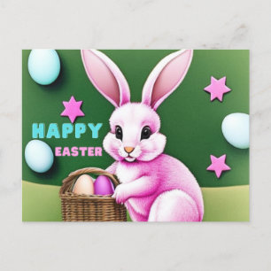 Cartão Postal Coelhinho Rosa